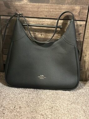 Coach Black Pebble Leather Curved Shoulder Bag